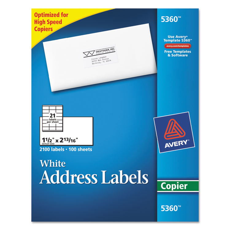 Picture of Copier Address Labels, 1 1/2 x 2 13/16, White, 2100/Box