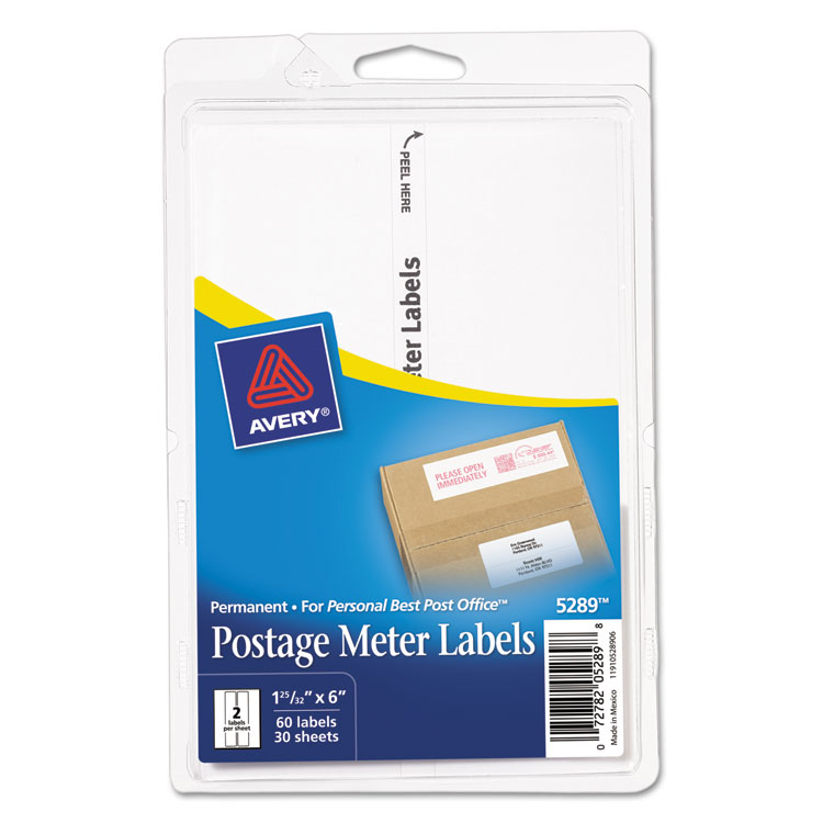 Picture of Postage Meter Labels for Personal Post Office E700, 1 25/32 x 6, White, 60/Pack