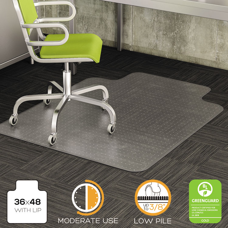 Picture of DuraMat Moderate Use Chair Mat for Low Pile Carpet, 36 x 48 w/Lip, Clear