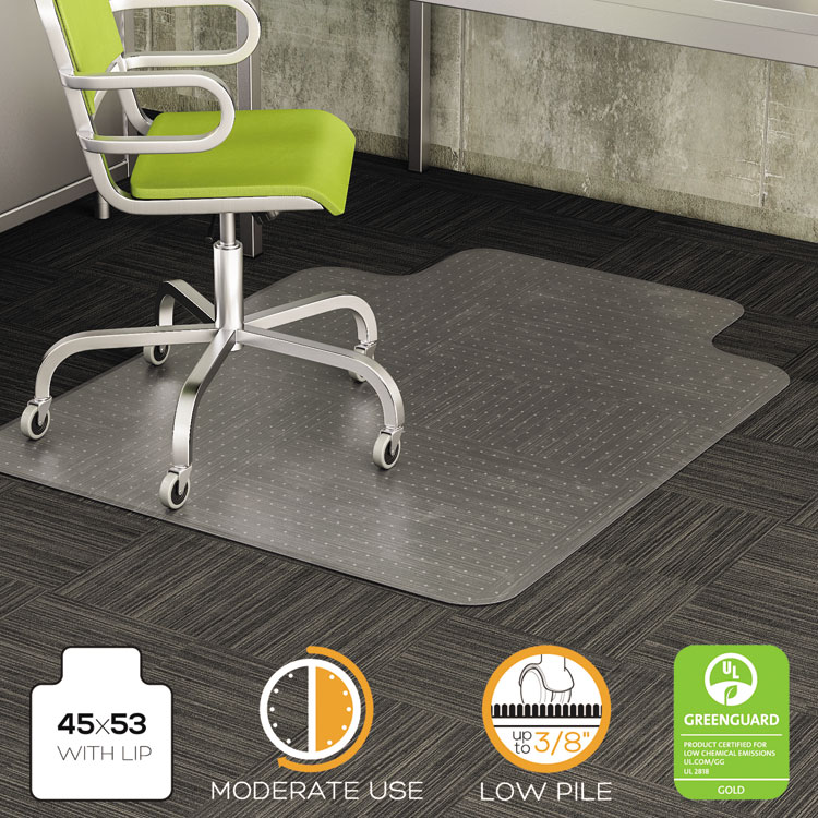 Picture of DuraMat Moderate Use Chair Mat for Low Pile Carpet, Beveled, 45x53 w/Lip, Clear