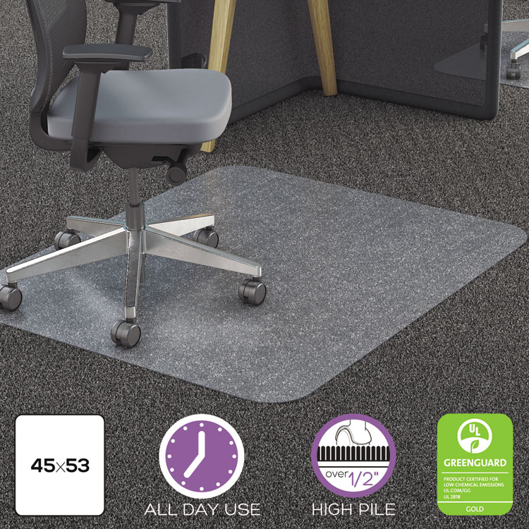 Picture of Clear Polycarbonate All Day Use Chair Mat for All Pile Carpet, 45 x 53