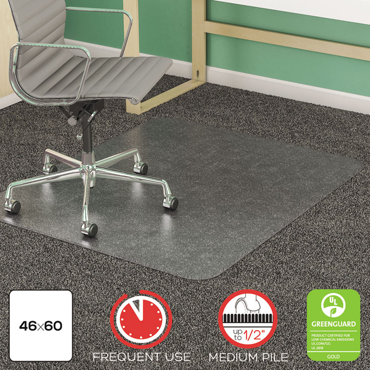 Picture of SuperMat Frequent Use Chair Mat, Medium Pile Carpet, Beveled, 46 x 60, Clear