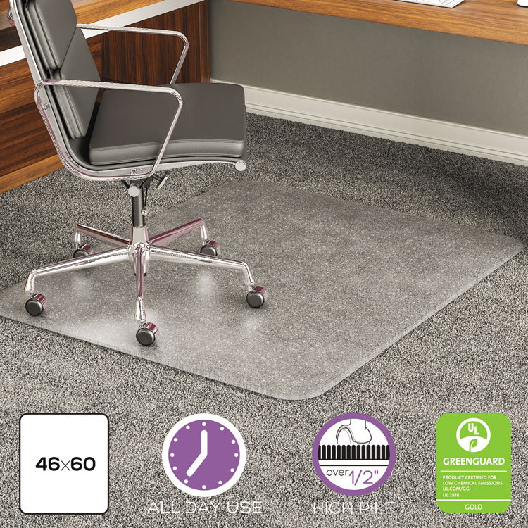 Picture of ExecuMat Intense All Day Use Chair Mat for High Pile Carpet, 46 x 60, Clear