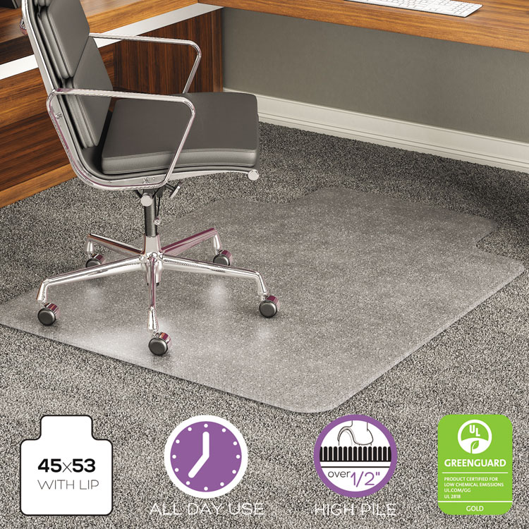 Picture of ExecuMat Intense All Day Use Chair Mat for High Pile Carpet, 45x53 w/Lip, Clear