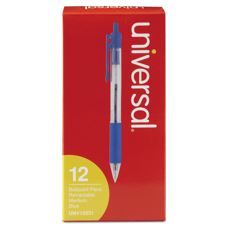 Picture of Economy Retractable Ballpoint Pen, Blue Ink, Clear, 1mm, Dozen