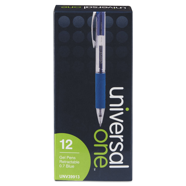 Picture of Clear Roller Ball Retractable Gel Pen, Blue Ink. Medium, Dozen