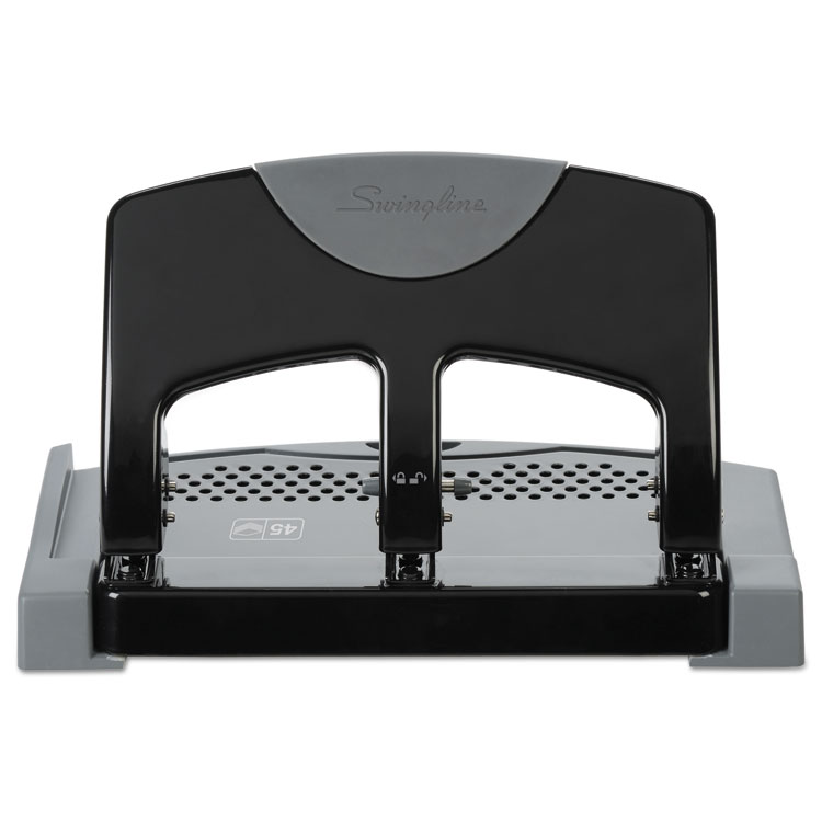 Picture of 45-Sheet SmartTouch Three-Hole Punch, 9/32" Holes, Black/Gray