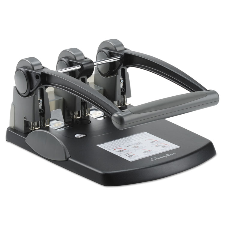 Swingline 74357 40-Sheet Light Touch Two- to Seven-Hole Punch, 9/32  Diameter Hole, Black/Gray 