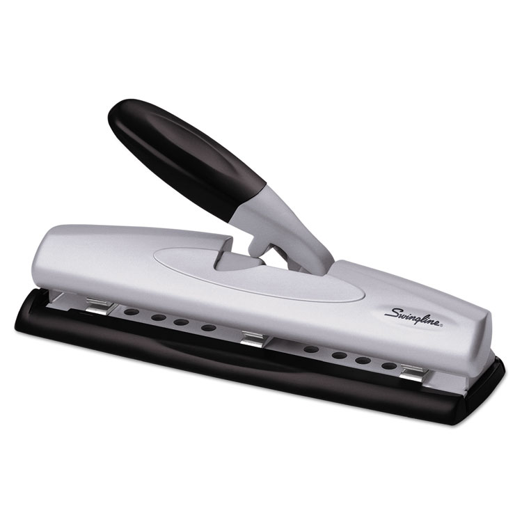 Picture of 12-Sheet LightTouch Desktop Two-to-Three-Hole Punch, 9/32" Holes, Black/Silver