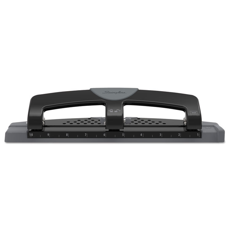 Picture of 12-Sheet SmartTouch Three-Hole Punch, 9/32" Holes, Black/Gray