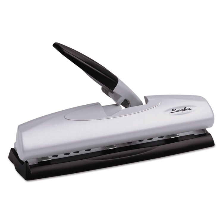 Picture of 20-Sheet LightTouch Desktop Two-to-Seven-Hole Punch, 9/32" Holes, Silver/Black