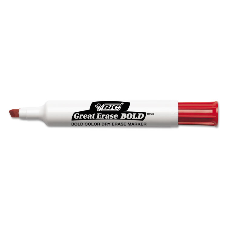 Picture of Great Erase Bold Tank-Style Dry Erase Marker, Chisel Tip, Red, Dozen