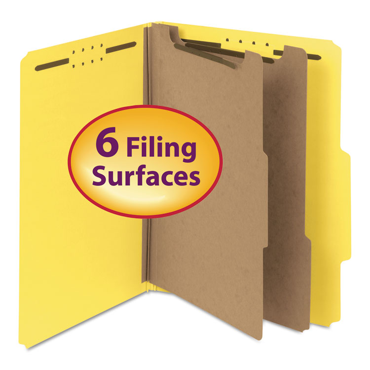 Picture of Pressboard Classification Folder, 2" Exp., Two Dividers, Letter, Yellow, 10/Box