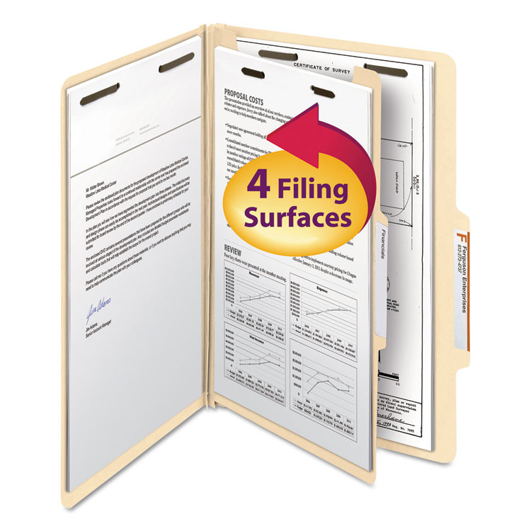 Picture of Manila Classification Folders with 2/5 Right Tab, Legal, Four-Section, 10/Box