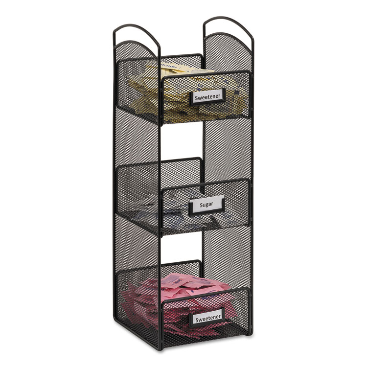 Picture of Onyx Breakroom Organizers, 3 Compartments, 6 X 6 X 18, Steel Mesh, Black