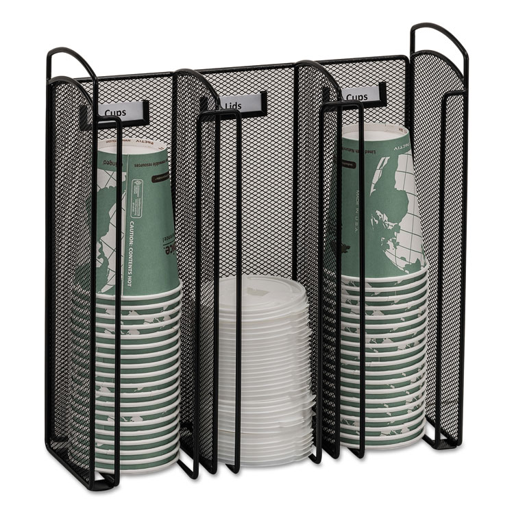 Picture of Onyx Breakroom Organizers, 3 compartments, 12.75x4.5x13.25, Steel Mesh, Black