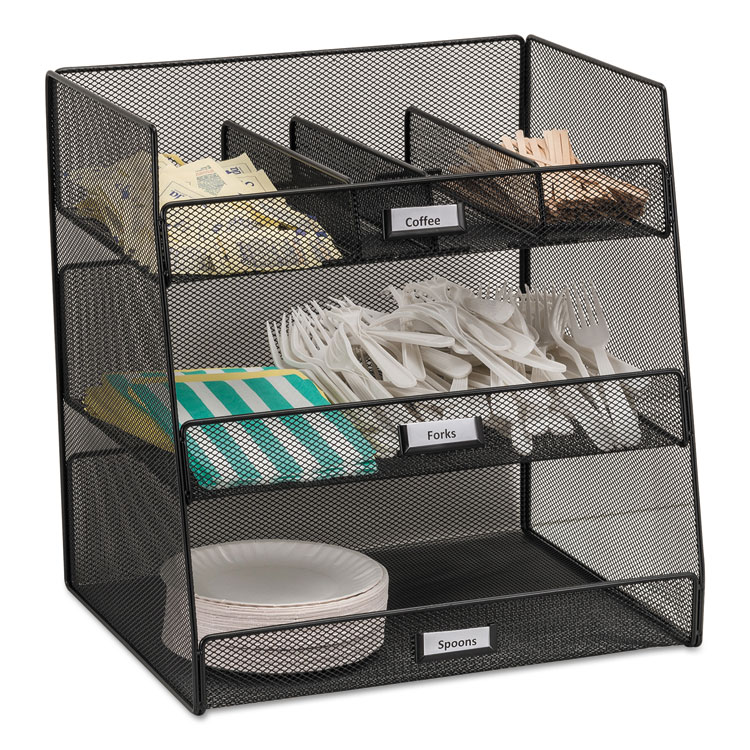 Picture of Onyx Breakroom Organizers, 3 Compartments,14.625x11.75x15, Steel Mesh, Black