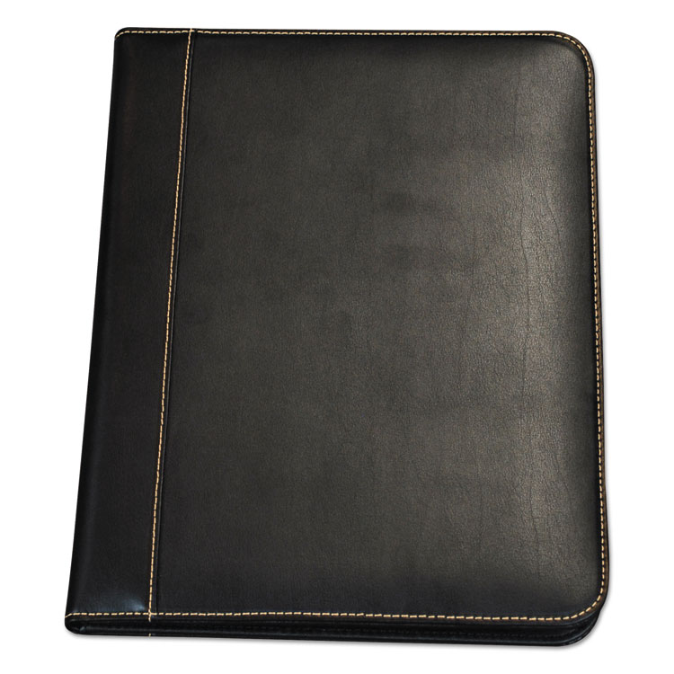 Picture of Contrast Stitch Leather Padfolio, 8 1/2 X 11, Leather, Black