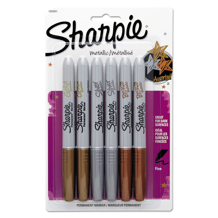Picture of Metallic Permanent Markers, Assorted, 6/Pack