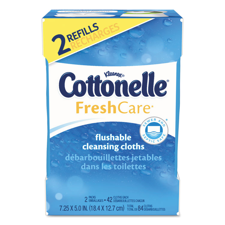 Picture of Fresh Care Flushable Cleansing Cloths, White, 3.73 x 5.5, 84/Pack