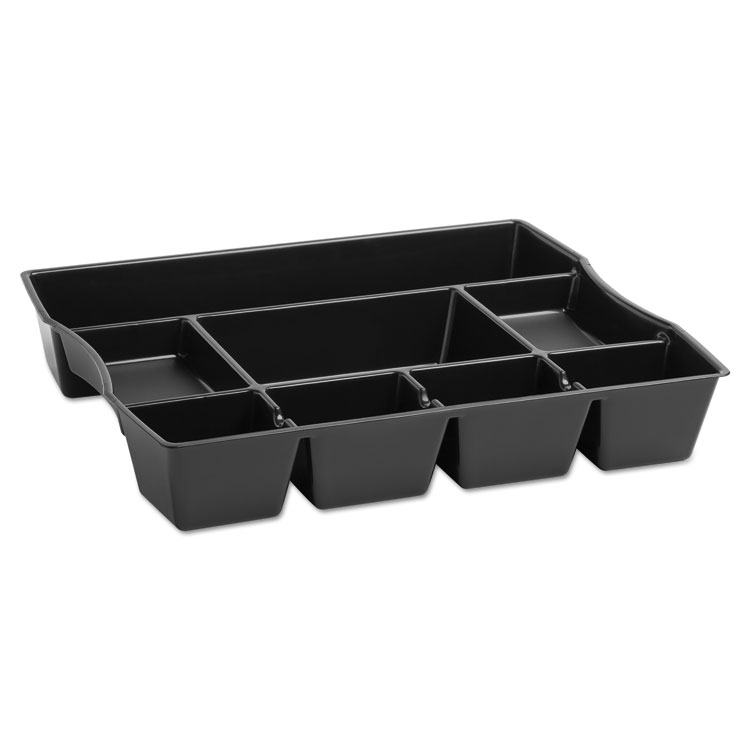 Picture of Nine-Compartment Deep Drawer Organizer, Plastic, 14 7/8 x 11 7/8 x 2 1/2, Black