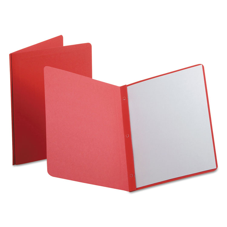 Picture of Report Cover, 3 Fasteners, Panel and Border Cover, Letter, Red, 25/Box