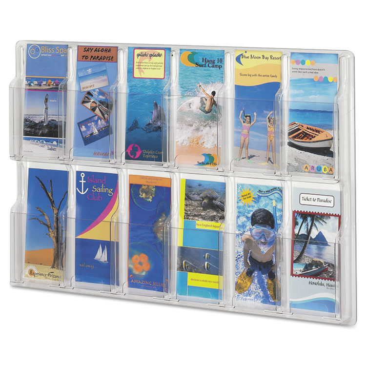 Picture of Reveal Clear Literature Displays, 12 Compartments, 30 w x 2d x 20 1/4h, Clear