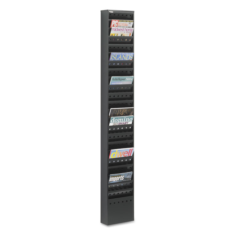 Picture of Steel Magazine Rack, 23 Compartments, 10w x 4d x 65-1/2h, Black