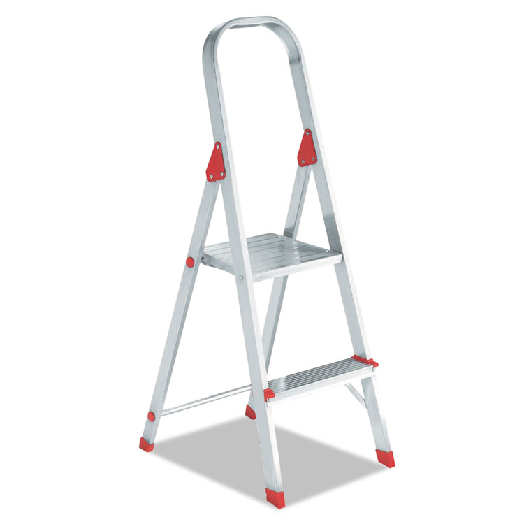 #566 Folding Aluminum Euro Platform Ladder, 2-Step, Red
