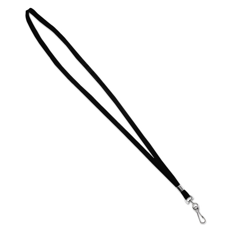 Picture of Deluxe Lanyards, J-Hook Style, 36" Long, Black, 24/Box