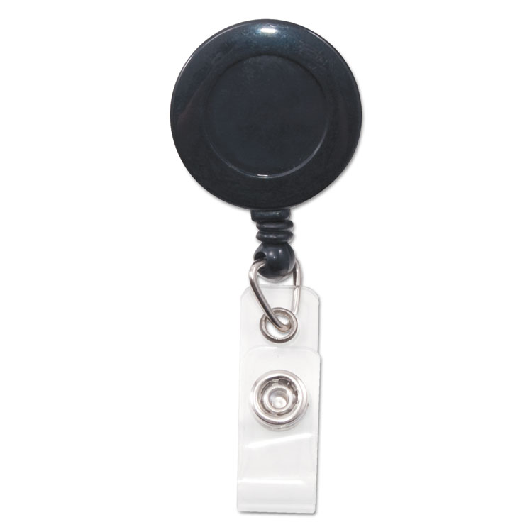 Picture of Swivel-Back Retractable ID Card Reel, 30" Extension, Black, 12/Pack