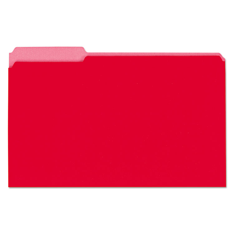 Picture of Recycled Interior File Folders, 1/3 Cut Top Tab, Legal, Red, 100/Box