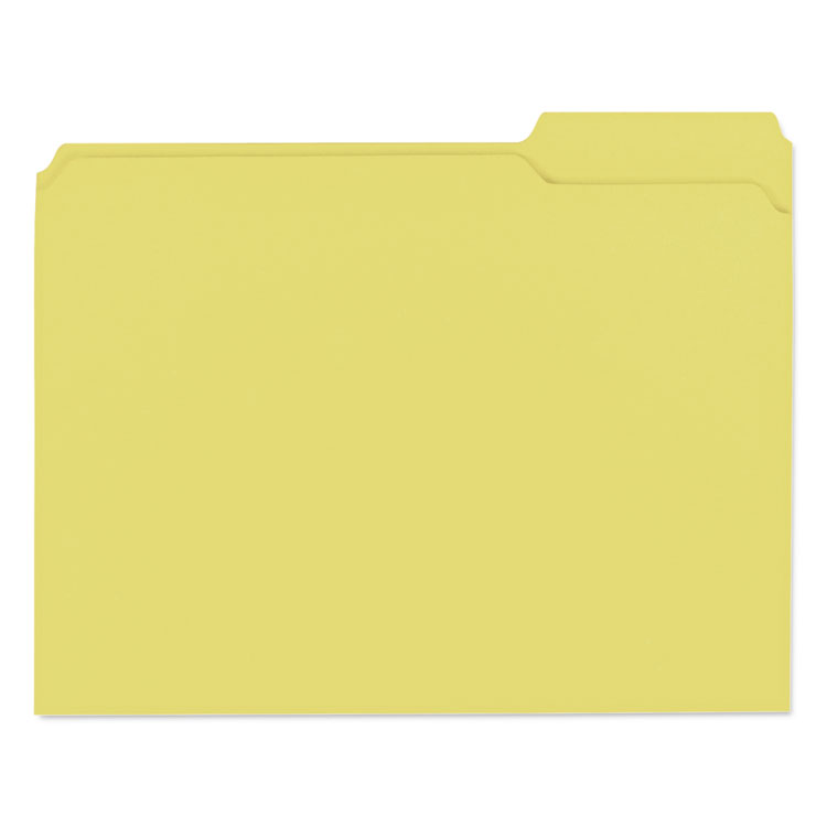 Picture of Colored File Folders, 1/3 Cut Assorted, Two-Ply Top Tab, Letter, Yellow, 100/Box