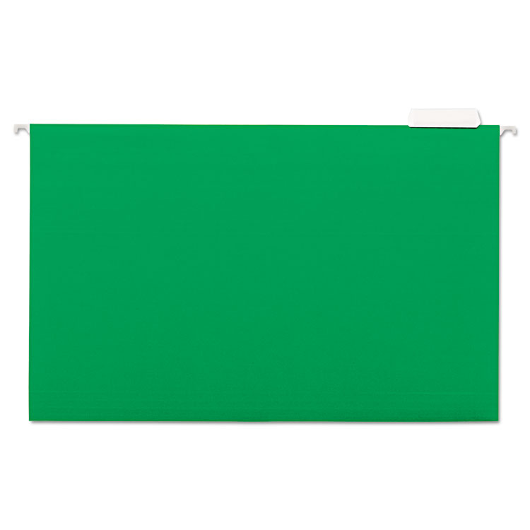 Picture of Universal® Hanging File Folders, 1/5 Tab, 11 Point Stock, Legal, Green, 25/Box (UNV14217)