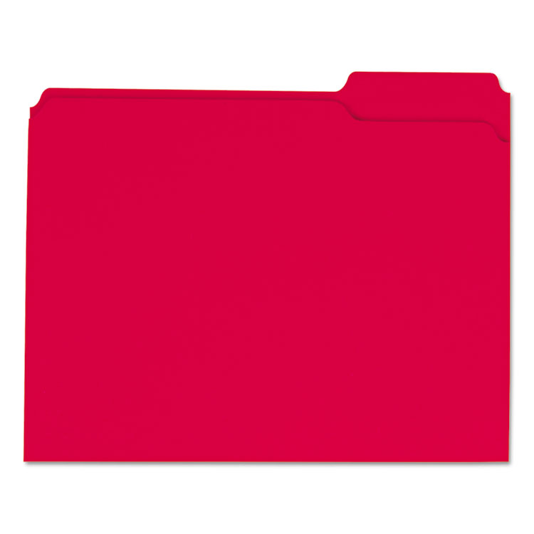 Picture of Colored File Folders, 1/3 Cut Assorted, Two-Ply Top Tab, Letter, Red, 100/Box