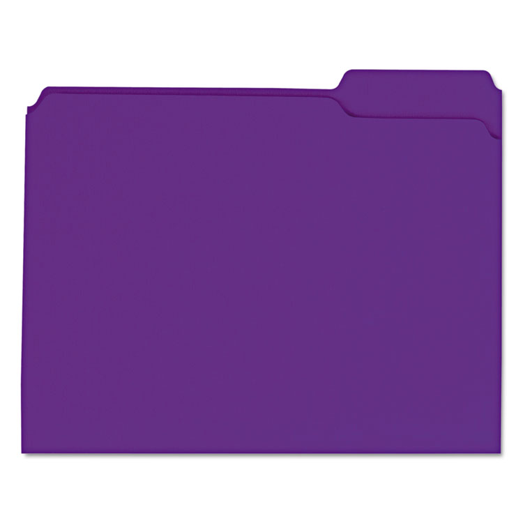 Picture of Colored File Folders, 1/3 Cut Assorted, Two-Ply Top Tab, Letter, Violet, 100/Box