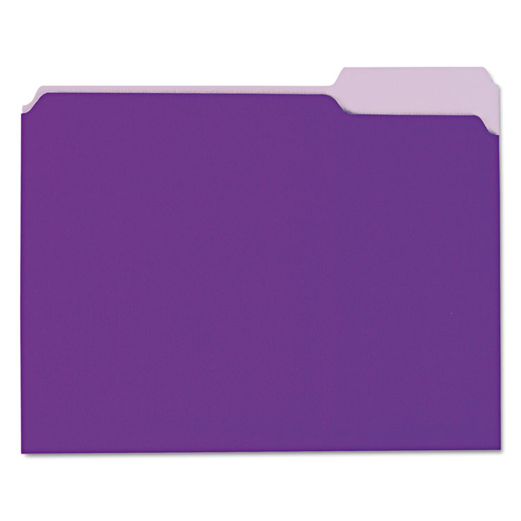 Picture of Recycled Interior File Folders, 1/3 Cut Top Tab, Letter, Violet, 100/Box