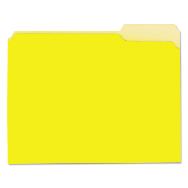 Picture of Recycled Interior File Folders, 1/3 Cut Top Tab, Letter, Yellow, 100/Box