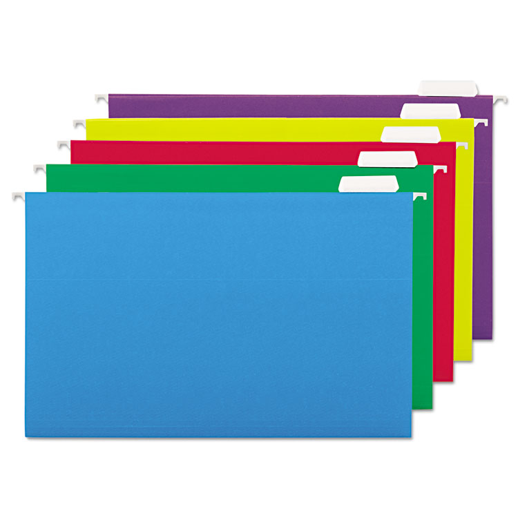 Picture of Hanging File Folders, 1/5 Tab, 11 Point, Legal, Assorted Colors, 25/Box