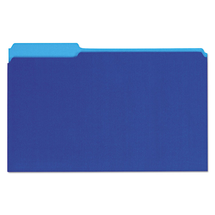 Picture of Recycled Interior File Folders, 1/3 Cut Top Tab, Legal, Blue, 100/Box