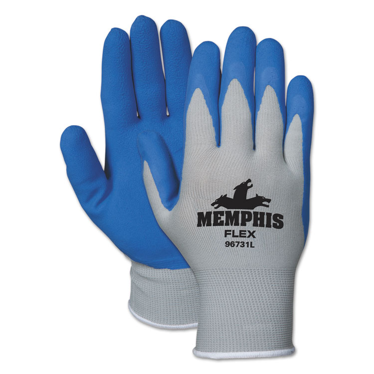 Picture of Memphis Flex Seamless Nylon Knit Gloves, Large, Blue/Gray, Pair