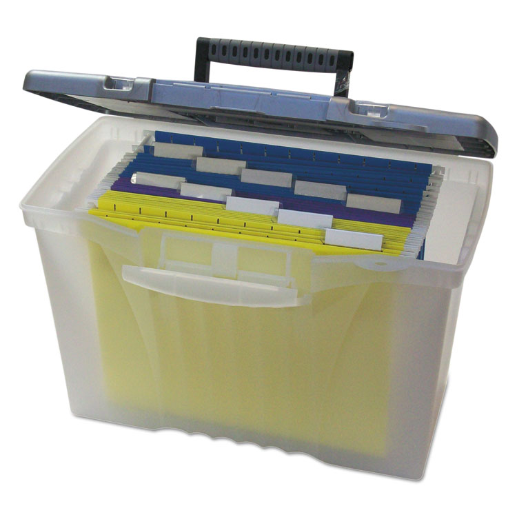 Picture of Portable File Storage Box w/Organizer Lid, Letter/Legal, Clear