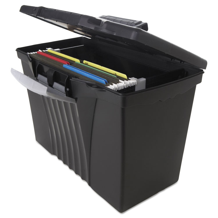 Picture of Portable File Storage Box w/Organizer Lid, Letter/Legal, Black