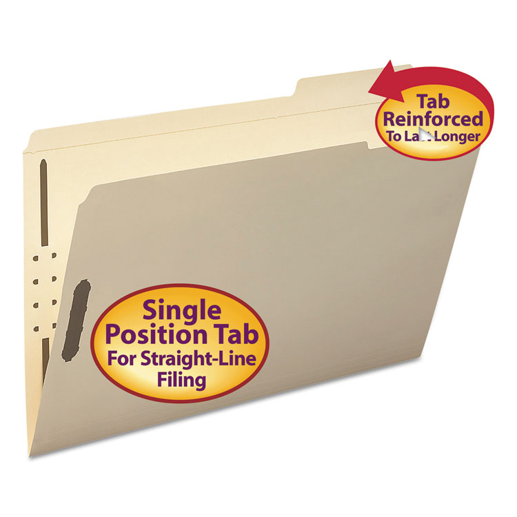 Picture of Folder, Two Fasteners, 1/3 Cut Third Position, Top Tab, Legsl, Manila, 50/Box