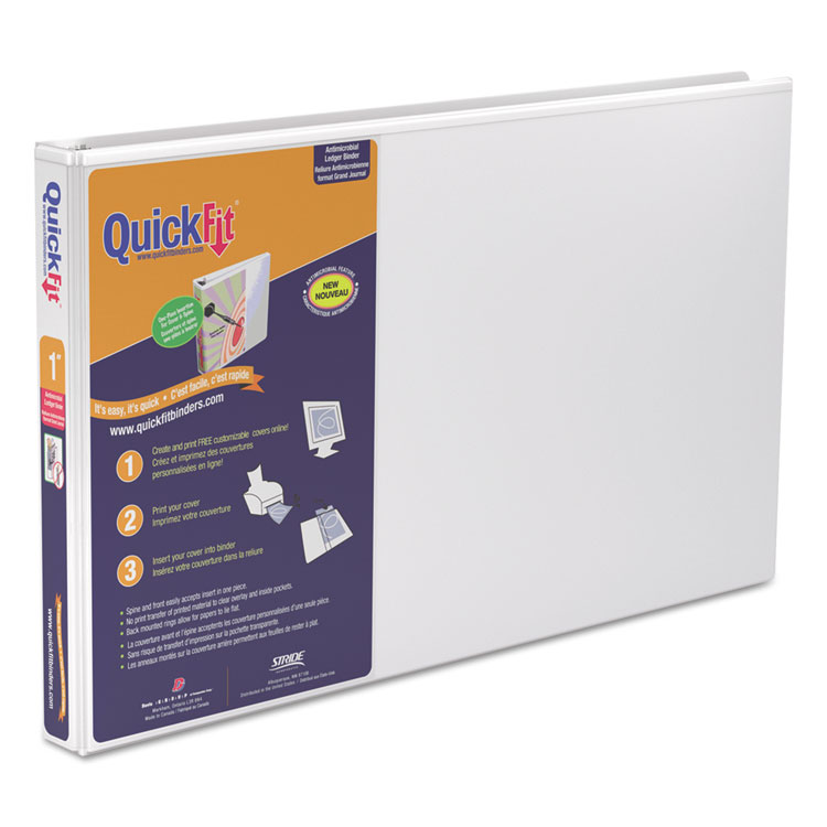 Picture of QuickFit Ledger D-Ring View Binder, 1" Capacity, 11 x 17, White
