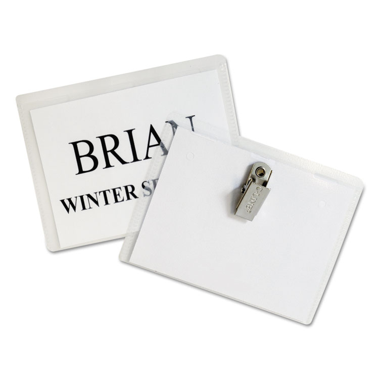 Picture of Name Badge Kits, Top Load, 4 x 3, Clear, 50/Box