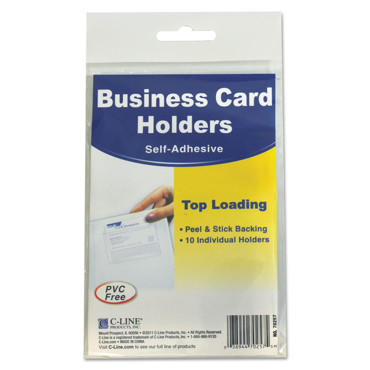 Picture of Self-Adhesive Business Card Holders, Top Load, 3 1/2 x 2, Clear, 10/Pack