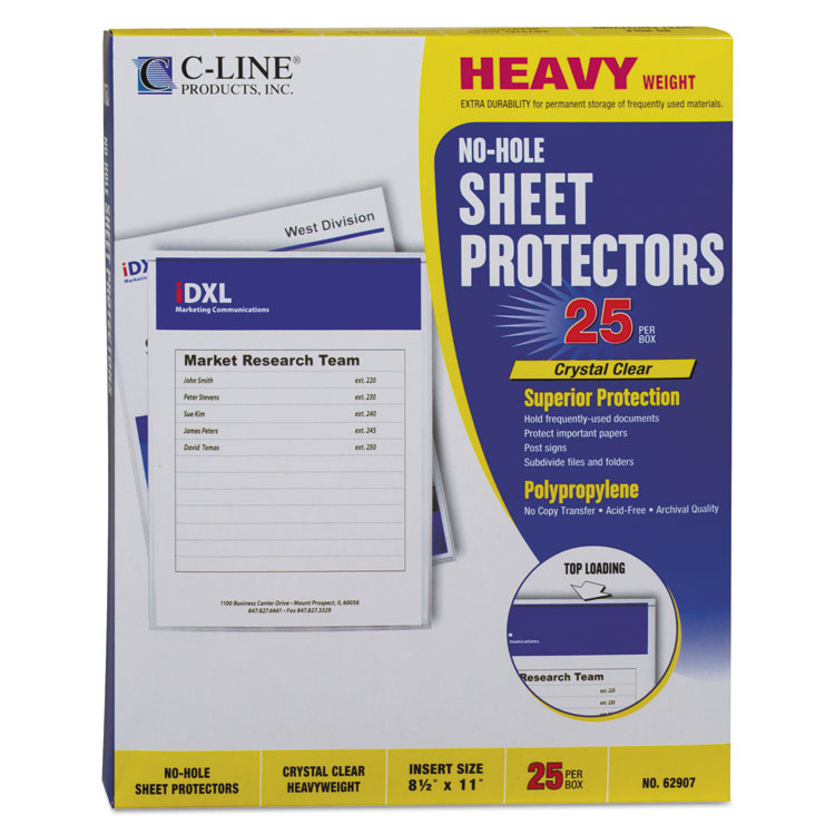 Picture of Top-Load No-Hole Polypropylene Sheet Protector, Heavyweight, Clear, 2", 25/Box