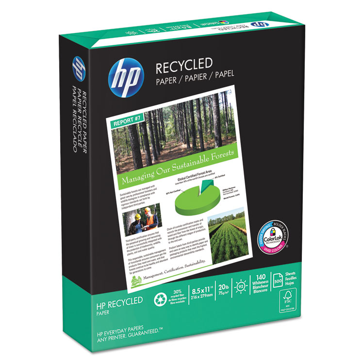 Picture of Office Recycled Paper, 92 Brightness, 20lb, 8-1/2 x 11, White, 5000 Shts/Ctn