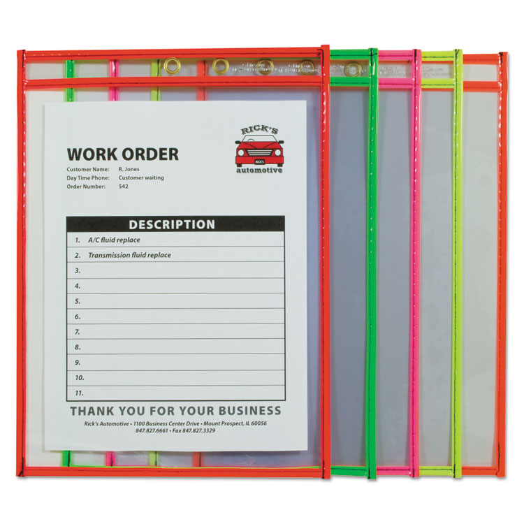 Picture of Stitched Shop Ticket Holder, Neon, Assorted 5 Colors, 75", 9 x 12, 10/PK